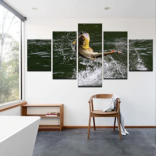 Leinwandbilder Foto Auf Leinwand Rahmenlos 150 X 80 Cm Angeln Poster Wandkunst Leinwand Malerei 5 Stück Hd Print Wohnzimmer Wohnzimmer Home Decoration Bild