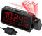 ROCAM Despertador de Proyección Radio Despertador con Proyector de Techo Reloj Despertador con Radio FM Humedad Temperatura 2 Alarmas Brillo LED Ajustable Carga USB Reloj Digital para Regalo (Rojo)