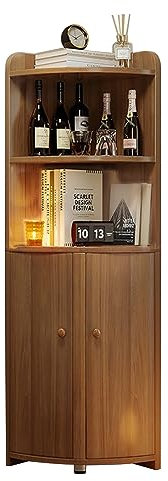 Tokenhigh Armoire d'Angle Multifonctionnelle - Étagère, Vitrine pour Boissons et Rangement - Bibliothèque pour Salon, Cuisine et Bar
