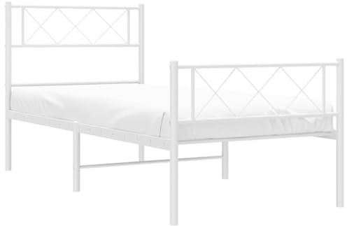 vidaXL Bettgestell mit Kopf- und Fußteil Metall Weiß 80x200 cm