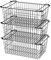 SANNO Stackable Wire Baskets for Storage & Organization. Sturdy Metal Food Bins With Handles - Set of 3, Black