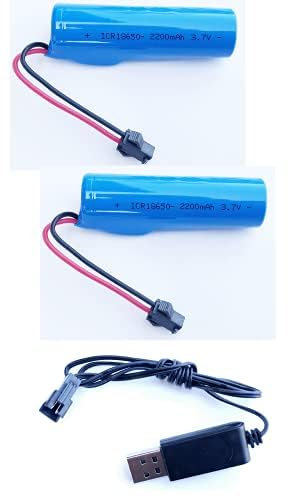 Paquet De 2 Batteries Rechargeables 3.7 V 2200 MAh ICR18650 avec Prise SM 2P Et Câble De Charge