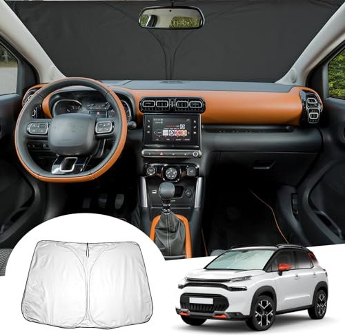 GAFAT Compatible con Citroen C3 Aircross 2017-2024 Parasoles Parabrisas Interior, C3 Aircross 2023 Protección Solar Parabrisas Interior, Refrigeración, Protección UV, C3 Aircross Accesorios