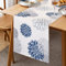 Inhobbok Tischläufer Blau Grau Dahlie Floral Beige 40x140cm Tischläufer Leinen, Modern Attraktiv Bauernhaus Tisch Center Dekor für Kommode Schrank Tisch TV Küche Esstisch Party Bankett Hochzeit