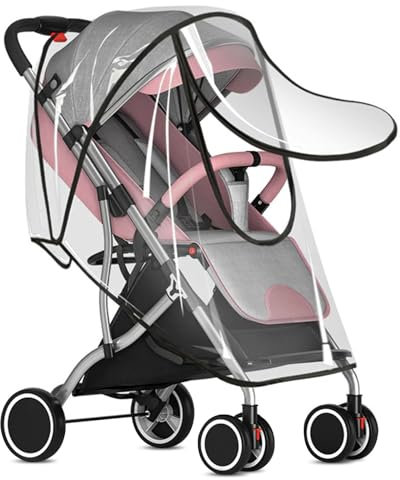 ZITUZY Regenschutz für Kinderwagen, Regenschutz Buggy, Sportwagen mit Fenster und Doppel Reißverschluss, für Kinderwagen verwendet (Transparent)