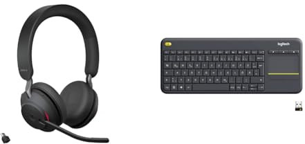 Jabra Evolve2 65 Wireless PC Headset & Logitech K400 Plus Kabellose Touch-TV-Tastatur mit integriertem Touchpad