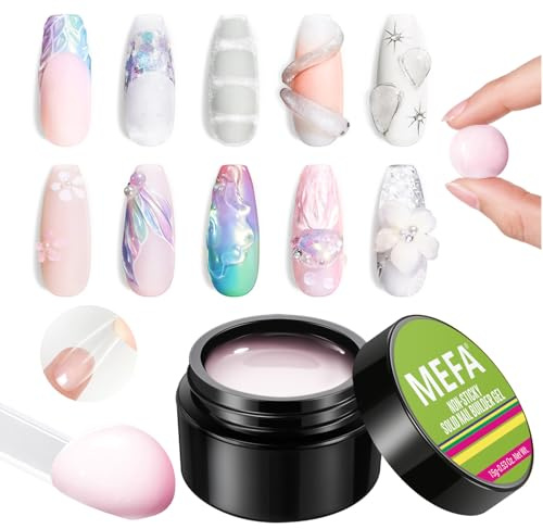 MEFA Solid Builder Gel, Gel 3D Nail Art Colle à Ongles Multifonctionnel Sculpting, pour Rhinestone Glue 3d Ongle, Nail Extensions, Nail Tips, Réparer, Renforcer, Sculpting Design DIY Rosa 15G