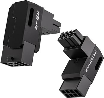 EZDIY-FAB Shield Series 8-Pin PCIe GPU Power Adapter,90-Degree Angled Connector, Aluminum Design for Graphics Cards – Standard Type,Black-2 Pack