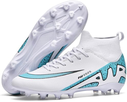 WOWEI Fußballschuhe Herren Professionelle Fussballschuhe High Top Spike Cleats Outdoor Athletics Fußballschuhe Jungen Trainingsschuhe Turnschuhe (Fuss-8, 46EU)