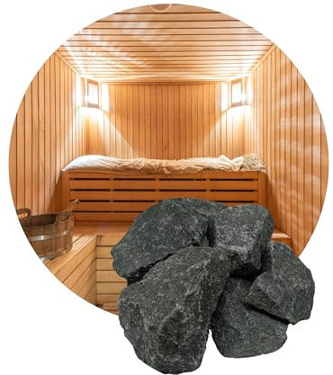 Saunasteine 20Kg Größe 60 bis 130 mm Diabas Dampfstein Aufgusssteine für Outdoor Holzofen Elektroofen Saunaofen TÜV geprüft Asbest frei Neuware