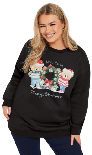 Yours Curve Teddy Bear Christmas Print Sweatshirt - Women's - Plus Size Curve