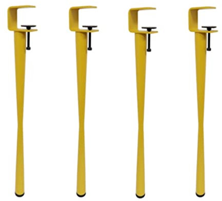 QDOXGWBH Table Clamp Legs,Adjustable Metal Table Legs,Metal Iron Dining Desk Legs,F-Shape Coffee Table Legs,for DIY Furniture Console,No Punching,Detachable Furniture Legs,Yellow-45cm(18in)