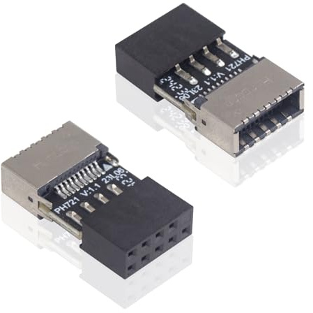 Duttek USB 2.0 to USB 3.1 Type-E Female Adapter (2 Pack) - Mainboard 9 Pin Male Converter for PC Front Panel USB C Port Extension