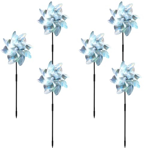 6pcs Reflective Bird Scarer, Bird Deterrent with Wind Spinners, 40x20cm Garden Windmill, Pigeon Scarers for Outdoor Bird Control in Gardens, Farms, Yards