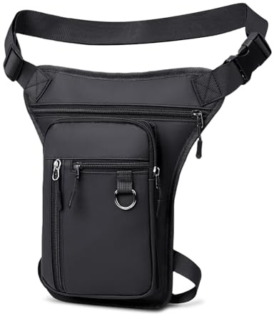 Flintronic Sacoche de Jambe Moto, Sac Tactique de Jambes Étanche, Multifontion Moto Poche Jambe, avec Sangle de Jambe Amovible, pour Voyage, Camping, Course, Équitation