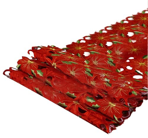 Linen Table Runner Long Embroidered Table Linen Flower Pattern Hollow Table Cover Dining Room Decoration Home Use Table Runner Long Long Placemats