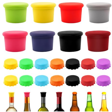 HMCEY 22 Stücke Bierflaschenverschluss Silikon Bunt,Flaschendeckel Silikon Kronkorken,Beer Savers,Bierflaschen Deckel,Flaschen Verschluss Bier,Flaschenstöpsel,Flaschenkorken,Verschluss Sektflasche
