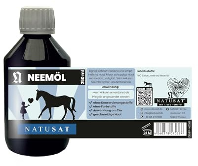 Natusat Neemöl - unverdünnt als Pflegeöl für die Pferdehaut, wirksamer Schutz bei Pferden & Hunden für den Genitalbereich und Kopf (250 ml)