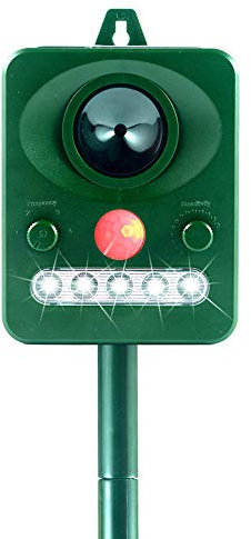 LittleBeeTek Cat Repellent, Solar Ultrasonic Animal & Pet Repeller, Waterproof Cat Deterrent PIR Sensor, Motion Activated Wild Pest Scarer with Flash LED for Dog Squirrels Mice Rat Vole Bird