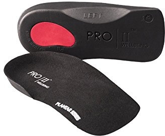 PRO 11 WELLBEING 1 Pair of Slim Fit 3/4 Orthotic Insoles with Heel Pad for Plantar Fasciitis (5/6.5 UK, Black)