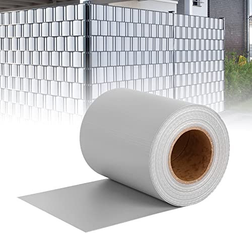 LARS360 65 m x 19 cm PVC pantalla de privacidad, valla de privacidad, tiras de doble varilla, protección contra el viento, con 30 clips de fijación para valla de jardín, balcón, terraza (gris claro)