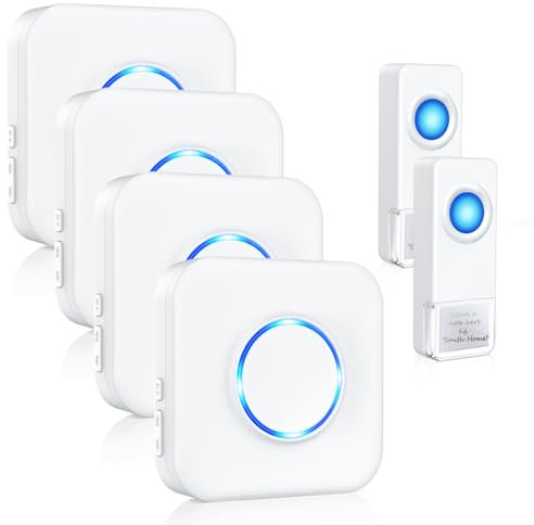 BITIWEND Funkklingel Kabellose Türklingel Funk klingel Set Aussen Wasserdicht IP55 Haustürklingel 400m Reichweite Plug-in Doorbell Haustür Klingel Kit 58 Melodien, 5 Lautstärkestufen, LED-Blitz