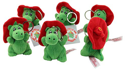 Sweety Toys 11360 1 SET= 6 Stück Schlüsselanhänger Drache Plüschtier GRISU Feuerwehr Maskottchen Plüsch ca. 10 cm