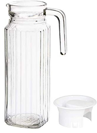 Square Glass Pitcher with Lid - 1.1 Litre Transparent Fridge Carafe for Water, Juice, and Iced Beverages | Durable Glass Jug for Home and Kitchen Use HTUK