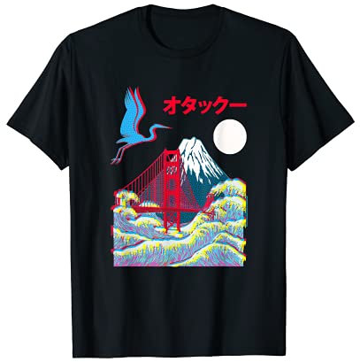 Mt. Fuji Golden-Gate-Bridge Japon Esthétique Katakana OTAKU T-Shirt