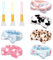 Firtink 6 Stück Spa-Stirnband, Gesicht Make-up Kopfband weich korallenrot aus Fleece Stirnband mit 3PCS Silikonbürsten für Duschen und Gesicht waschen