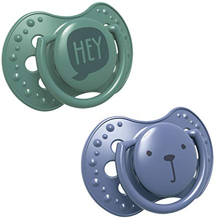 LOVI Dynamischer Schnuller 6-18 Monate, Silikon, BPA-frei, Hey Kollektion, 2 Stück, Blau