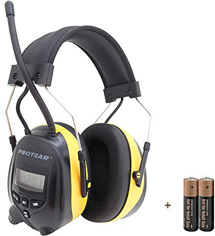 PROTEAR Gehörschutz mit Radio AM/FM, 3,5-mm-Telefon- / MP3-Stereobuchse, Gehörschutz zum Arbeiten/Mähen, SNR 30 dB