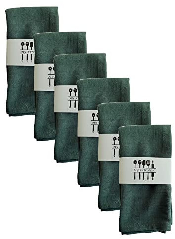 6er Set Stoffservietten Leinenservietten Stoff Baumwolle 100% Natur Leinen Tischdekoration Küche Esstisch Abendessen Cafe Restaurant 40*40CM Familienessen Hochzeiten Cocktail Startseite (Dunkelgrün)