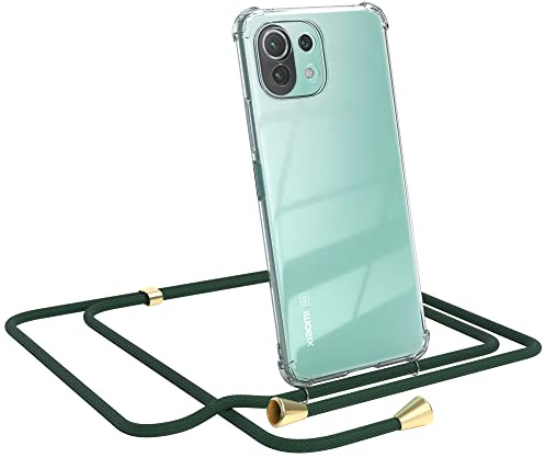 EAZY CASE Handykette kompatibel mit Xiaomi Mi 11 Lite/Mi 11 Lite 5G / 11 Lite 5G NE Handyhülle mit Umhängeband, Handykordel mit Schutzhülle, Silikonhülle, Hülle mit Band, Stylische Kette, Grün