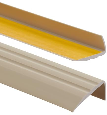 ProfiPVC Perfil de PVC 50mmx25mm, 100 cm - autoadhesivo de borde para escaleras en Forma de L, Tiras antideslizantes para peldaños, Esquina para cantos - Cantonera Protector, Beige