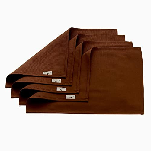 Vivi Idee® 4er Tischsets Platzset 100% Baumwolle Platzdeckchen Stoff abwaschbar Handgenäht 52x33cm (Schokobraun)