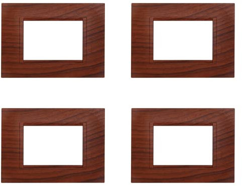 4 Pezzi Placche Compatibile Con Bticino Living, Placche Plastica Quadrata (3 Posti/Moduli,Radica)