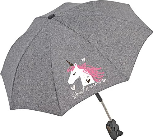 PERLETTI Kinderwagen Sonnenschirm Regenschirm mit Universal Halterung - Kinderwagenschirm Verstellbar mit Sonnen UV Schutz 50+ - Kinder Wagen Schirm mit Manueller Öffnung - Durchm 68 cm (Einhorn)