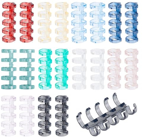 PandaHall Loseblatt-Ordner, 20 Farben, 10-Ring-Buchringe, Durchscheinende Binderücken, Kämme, Druckknopf, Geteilte Binderringe, Bindekamm Für DIY-Reisetagebuch, Sammelalbum, Fotoalbum, Bindezubehör