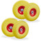 Relaxdays 4 Stück Schubkarrenreifen Pannensicher Vollgummi 4.1/8.9-10.2 cm 16mm Achse Ersatzrad Gelb Rot
