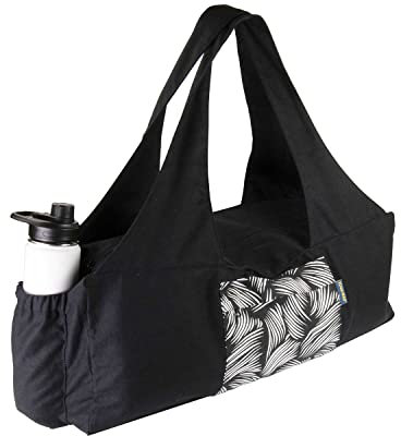 Borsa grande per tappetino yoga di Yoga-Mad | Borsa yoga con cerniera intera e portabottiglie | Marsupio unisex | Per riporre tappetino e accessori | Adatto per pilates, yoga, palestra