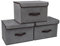 DIMJ 3 Pack Foldable Storage Boxes with Lids, Collapsible Storage Bin with Handle, Fabric Storage Basket Organiser Box for Wardrobe, Closet, Shelf, Office (Grey)