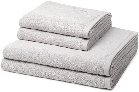 Ross - 4 teiliges Frottier-Set - Vita (2 X Handtuch 2 X Duschtuch im Set) - 520 g/m2 - Baumwolle - Walkfrottee - saugstark - weich und flauschig - Silber