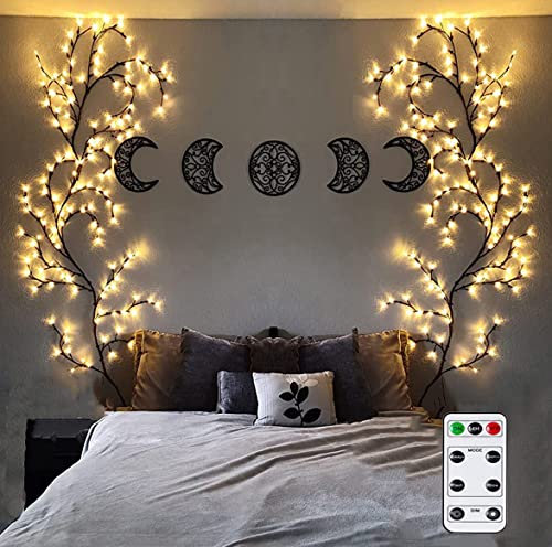 GOESWELL Wall Decor Twig Lights: 7.5TF 144 LED Willow Branches Tree Light with Remote Control - Twig Lights Mains Powered Willow Vines for Bedroom Living Room Christmas Home Decor