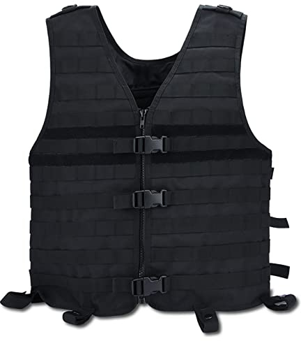 KINROCO Taktische Weste Militär Airsoft Paintball Tactical Vest Molle Einstellbar Einsatzweste für CS Outdoor Wandern Bergsteigen(Size:Einheitsgröße,Color:Schwarz)