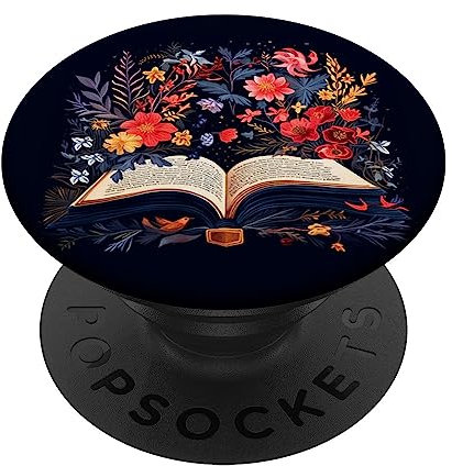 Bücherwurm Blumen Avid Reader Floral Buch Lesen Nerd PopSockets Klebender PopGrip