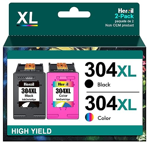 304 Schwarz und Farbe 304XL Tintenpatronen kompatibel mit HP 304 XL Schwarz und Farbe für HP ENVY 5000 5010 5020 5030 5032 DeskJet 2600 2620 2630 3720 37303750 3760 3762 3764 (2er pack)