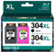 304 Schwarz und Farbe 304XL Tintenpatronen kompatibel mit HP 304 XL Schwarz und Farbe für HP ENVY 5000 5010 5020 5030 5032 DeskJet 2600 2620 2630 3720 37303750 3760 3762 3764 (2er pack)