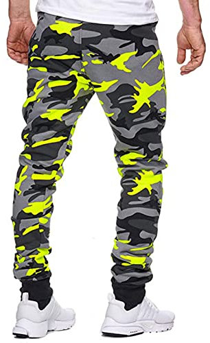 KONG JIMFAN Wanderhose Herren Komfortabel Clothes Gym Herren Sweathose Leggins Herren Joggen and Jogginghose Herren Kreuz Hose Jogginghose Herren Polyester Yoga Hose(Gelb,3XL)