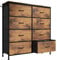 MYHMCT Chest of Drawers, 8 Fabric Drawers, Bedroom Storage, Storage Organizer Unit for Bedroom Living Room Hallway, Dresser, Easy Pull Fabric Bins, Wooden Top and Metal Frame (Rustic Brown)